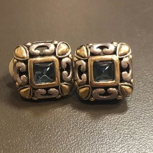 John Hardy 18K Sterling Silver Blue Topaz Earrings